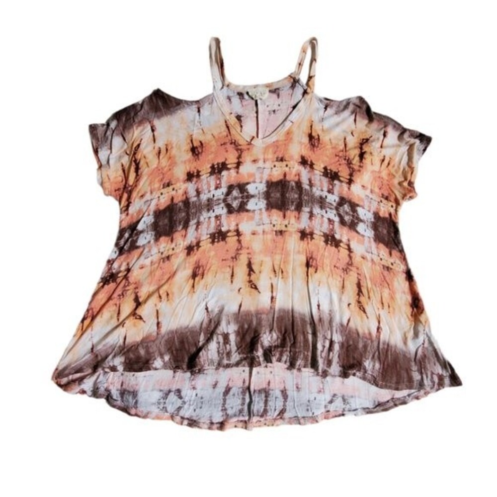 1.4.3. Story by Line Up Women's Short Sleeve Tye Dye Top Size M